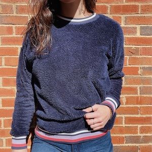 Aerie FLUFFY varsity style crewneck size S/M